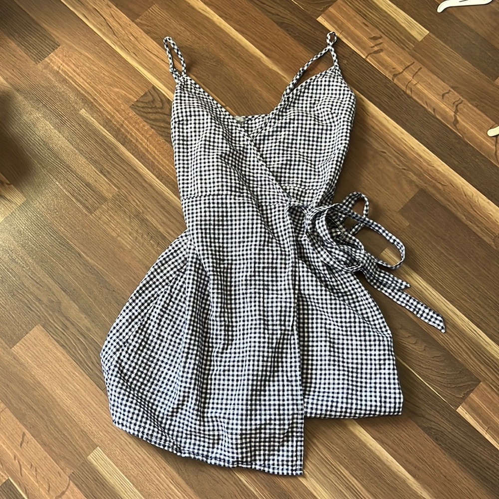 aerie Navy and White Gingham Mini Dress